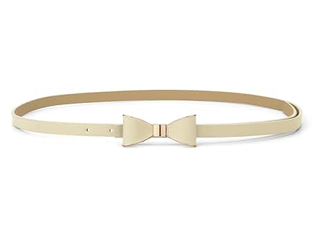 uxcell Skinny Waist Belt Metal Bow-knot No Buckle Thin Belt